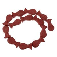 Synthetic Cinnabar Beads, Fish, carved, dark red Approx 16.5 Inch 