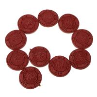 Synthetic Cinnabar Beads, Flat Round, carved, dark red Approx 17 Inch 