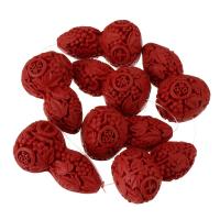 Synthetic Cinnabar Beads, Calabash, carved, dark red Approx 19 Inch 