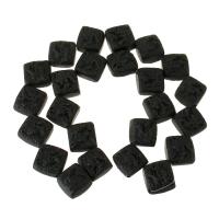 Synthetische Cinnabar Perle, Quadrat, geschnitzed, schwarz, 16x17x8mm, Länge:ca. 15 ZollInch, 24PCs/Strang, verkauft von Strang
