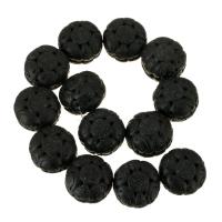 Synthetische Cinnabar Perle, geschnitzed, schwarz, 30x30x21mm, Länge:ca. 16 ZollInch, 13PCs/Strang, verkauft von Strang