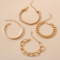 Fashion Zinc Alloy Bracelets, gold color plated, 4 pieces & for woman 