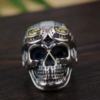 Zinc Alloy Finger Ring, Skull, plated, for man, silver color, 17mm 