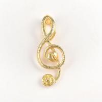 Brass Jewelry Pendants, Music Note, plated, golden, 3-25mm 