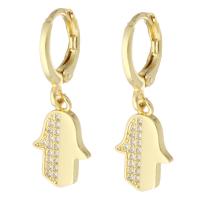 Boucles d'oreilles en laiton zircon cubique pavent, Placage de couleur d'or, bijoux de mode & pavé de micro zircon & pour femme, doré Vendu par paire