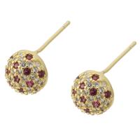 Cubic Zirconia Micro Pave Brass Earring, gold color plated, fashion jewelry & micro pave cubic zirconia & for woman, multi-colored 