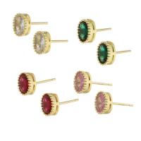 Boucles d'oreilles en laiton zircon cubique pavent, Placage de couleur d'or, bijoux de mode & pavé de micro zircon & pour femme, plus de couleurs à choisir Vendu par paire