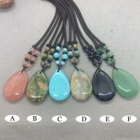 Драгоценный камень Ожерелья, Природный камень, Каплевидная форма, различные материалы для выбора & Мужская, Много цветов для выбора длина:Приблизительно 32 см, продается PC