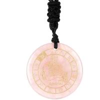 Rose Quartz Pendant, 12 Signs of the Zodiac, Carved, DIY pink, 30mm 