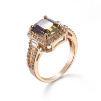 Zirkonia Messing Finger Ring, Ringform, goldfarben plattiert, Modeschmuck & verschiedene Größen vorhanden & für Frau & mit kubischem Zirkonia, 13x11mm, verkauft von PC