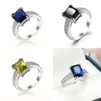 Cubic Zircon Brass Finger Ring, ring shape, platinum color plated, fashion jewelry & for woman & with cubic zirconia 