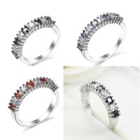 Cubic Zircon Brass Finger Ring, ring shape, platinum color plated, fashion jewelry & for woman & with cubic zirconia 