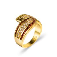 Cubic Zirconia Micro Pave Brass Finger Ring, ring shape, gold color plated, fashion jewelry & Unisex & with cubic zirconia, golden 