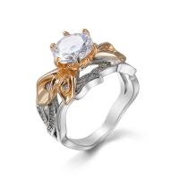 Cubic Zircon Brass Finger Ring, ring shape, platinum color plated, fashion jewelry & Unisex & with cubic zirconia, white 