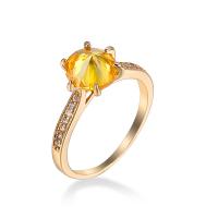 Cubic Zircon Brass Finger Ring, ring shape, gold color plated, fashion jewelry & Unisex & with cubic zirconia, golden yellow 