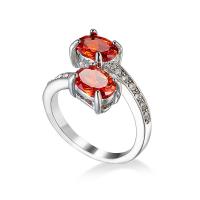 Cubic Zircon Brass Finger Ring, ring shape, platinum color plated, fashion jewelry & Unisex & with cubic zirconia, garnet 