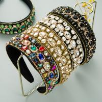 Hair Bands, Cloth, with Glass Rhinestone & Zinc Alloy, for woman & with rhinestone 40mm 