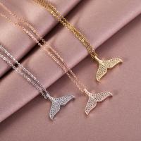 Titanium Steel Jewelry Necklace, with 1.97inch extender chain, Mermaid tail, Vacuum Ion Plating, fashion jewelry & for woman & with rhinestone Approx 15.75 Inch 