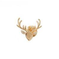 Brass Brooch Finding, Antlers, 14K gold-filled, micro pave cubic zirconia, golden  