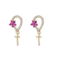 Brass Earring Drop Component, 14K gold-filled, DIY & micro pave cubic zirconia 