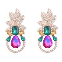 Zinc Alloy Rhinestone Drop Earring, with Glass Rhinestone, Geometrical Pattern, plated, for woman & with rhinestone & hollow 