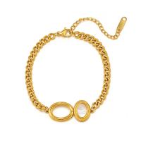 Stainless Steel Charm Bracelet, 304 Stainless Steel, with Shell, with 2.17inch extender chain, Vacuum Ion Plating, fashion jewelry & for woman Approx 6.69 Inch 