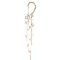 manchette de boucle d'oreille, alliage de zinc, avec perle de plastique, Placage de couleur d'or, bijoux de mode & pour femme Vendu par PC