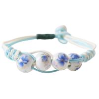 Bracelets en porcelaine, avec cordon de polyester, fait à la main, pour femme, plus de couleurs à choisir Environ 21 cm, Vendu par PC