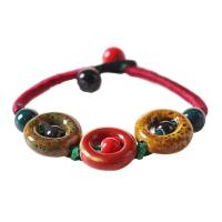 Bracelets en porcelaine, avec cordon de polyester, pour femme, couleurs mélangées Environ 21 cm, Vendu par PC