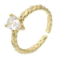 Cubic Zirconia Micro Pave Brass Finger Ring, gold color plated, Adjustable & fashion jewelry & micro pave cubic zirconia & for woman, golden, 8mm, US Ring 