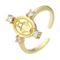 Anillo de dedo de cobre amarillo zirconia pavimenta Cubic, metal, chapado en color dorado, Ajustable & Joyería & micro arcilla de zirconia cúbica & para mujer, dorado, 16mm, tamaño:6, Vendido por UD