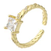 Anillo de dedo de cobre amarillo zirconia pavimenta Cubic, metal, chapado en color dorado, Ajustable & Joyería & micro arcilla de zirconia cúbica & para mujer, dorado, 6mm, tamaño:7, Vendido por UD