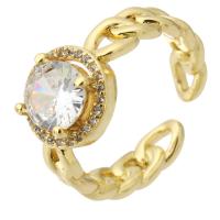 Anillo de dedo de cobre amarillo zirconia pavimenta Cubic, metal, chapado en color dorado, Ajustable & Joyería & micro arcilla de zirconia cúbica & para mujer, dorado, 10mm, tamaño:7, Vendido por UD