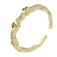 Anillo de dedo de cobre amarillo zirconia pavimenta Cubic, metal, chapado en color dorado, Ajustable & Joyería & micro arcilla de zirconia cúbica & para mujer, multicolor, 4mm, tamaño:7, Vendido por UD