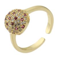 Zircon pavent l'anneau en laiton de doigt, Placage de couleur d'or, Réglable & bijoux de mode & pavé de micro zircon & pour femme, multicolore, 10mm Vendu par PC