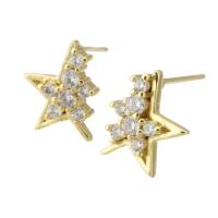 Cubic Zirconia Micro Pave Brass Earring, gold color plated, fashion jewelry & micro pave cubic zirconia & for woman, golden 