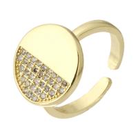 Zircon pavent l'anneau en laiton de doigt, Rond, Placage de couleur d'or, Réglable & bijoux de mode & pavé de micro zircon & pour femme, doré, 14.5mm .5, Vendu par PC