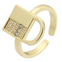 Cubic Zirconia Micro Pave Brass Finger Ring, Lock, gold color plated, Adjustable & fashion jewelry & micro pave cubic zirconia & for woman, golden US Ring .5 