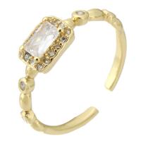 Anillo de dedo de cobre amarillo zirconia pavimenta Cubic, metal, chapado en color dorado, Ajustable & Joyería & micro arcilla de zirconia cúbica & para mujer, dorado, 6mm, tamaño:7, Vendido por UD