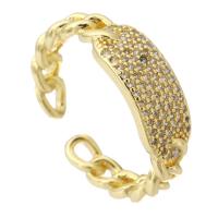 Befestigter Zirkonia Messingring Fingerring, Messing, goldfarben plattiert, Einstellbar & Modeschmuck & Micro pave Zirkonia & für Frau, goldfarben, 6.5mm, Größe:7, verkauft von PC