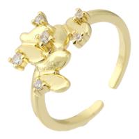 Anillo de dedo de cobre amarillo zirconia pavimenta Cubic, metal, chapado en color dorado, Ajustable & Joyería & micro arcilla de zirconia cúbica & para mujer, dorado, 13mm, tamaño:7, Vendido por UD