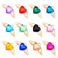 Crystal Zinc Alloy Pendants, with Crystal, Winged Heart, gold color plated, DIY 