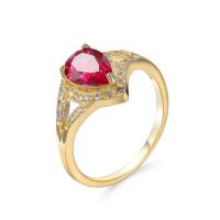 Circón cúbico anillo de dedo de latón, metal, forma de anillo, chapado en color dorado, Joyería & unisexo & diverso tamaño para la opción & con circonia cúbica, Vendido por UD