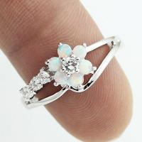 Cubic Zircon Brass Finger Ring, Flower, platinum color plated, fashion jewelry & Unisex & with cubic zirconia, white 