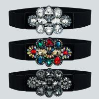 Cinturón de cuerda de nylon, paño, para mujer & con diamantes de imitación, más colores para la opción, 95mm,50mm, longitud:aproximado 28.34 Inch, Vendido por UD