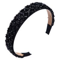 Hair Bands, Cloth, with Crystal, for woman, black, 25mm 