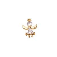 Cubic Zirconia Micro Pave Brass Pendant, with Cubic Zirconia, gold color plated, DIY 