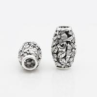 Sterling Silver Hollow Beads, 925 Sterling Silver, barrel, vintage & DIY & with flower pattern Approx 4.5mm 