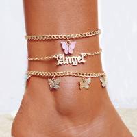 Zinc Alloy Anklet, with Acrylic, with 1.97inch extender chain, three pieces & fashion jewelry & Unisex Approx 7.87 Inch 