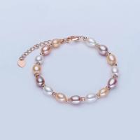 Bracelets de perles En alliage de zinc , perle d'eau douce cultivée, avec alliage de zinc, Alliage de zinc fermoir homard, pour femme, plus de couleurs à choisir Environ 21 cm, Vendu par PC